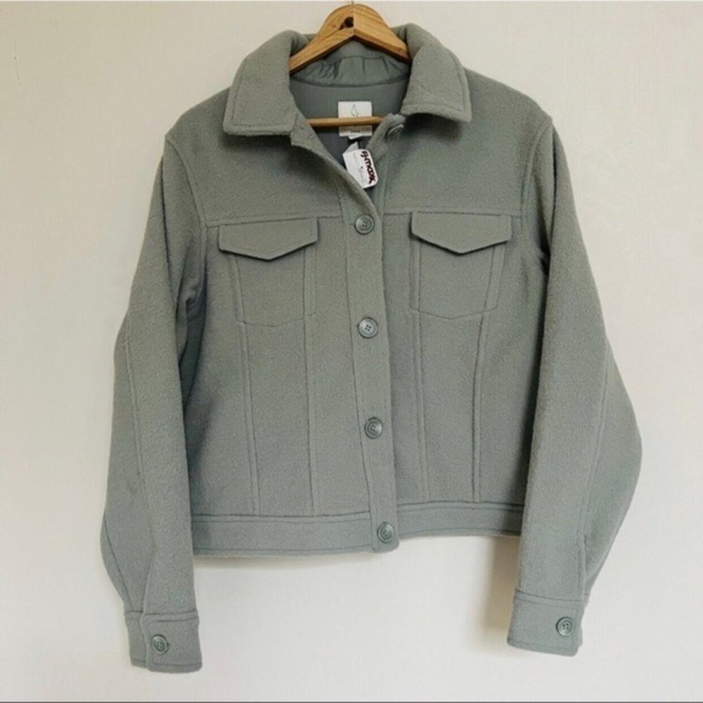NEW Anthro JOIE Sz L flannel green jacket shacket shirt - Picture 1 of 6